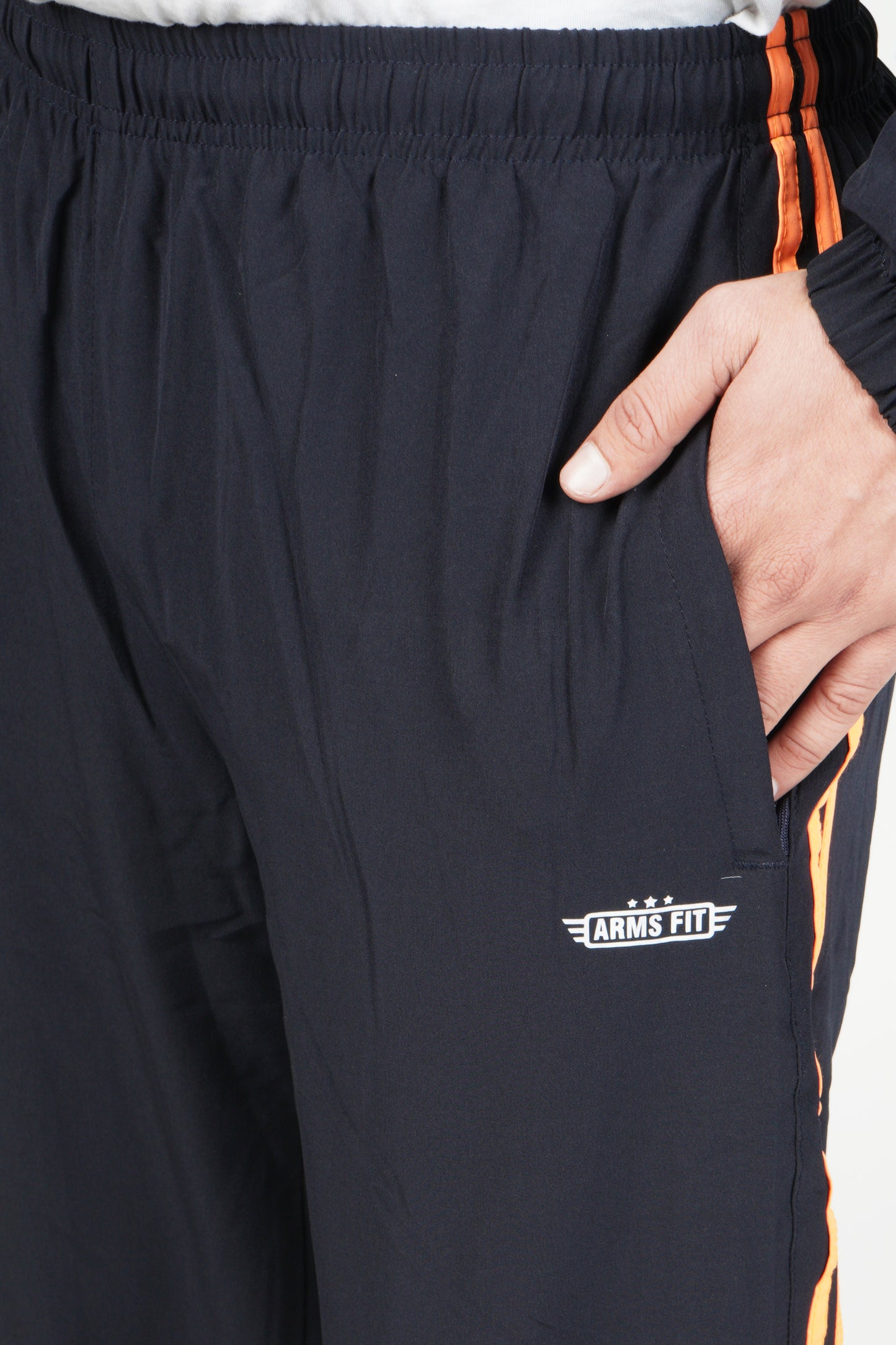 Track Suit | Hooded Zipper Jacket & Lower (Color - Navy with Orange Bone) ST-4002A