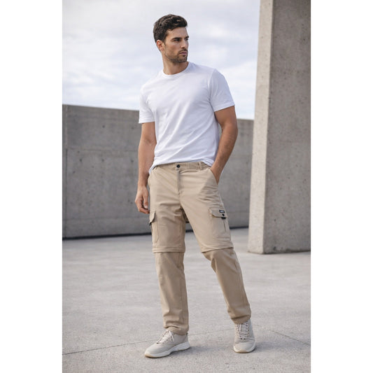 Convertible Cargo Utility Pants – Detachable Zip-Off Design (Beige) ST-3021