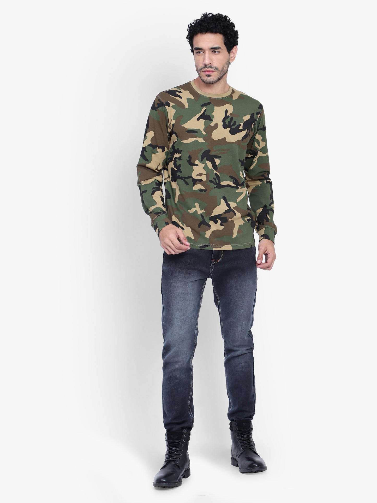 PRINTED FULL SLEEVES ROUND NECK T SHIRT (Color - Camo) ST-1030