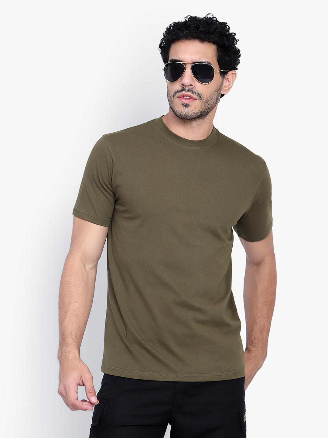 ARMS FIT COTTON ROUND NECK T SHIRT