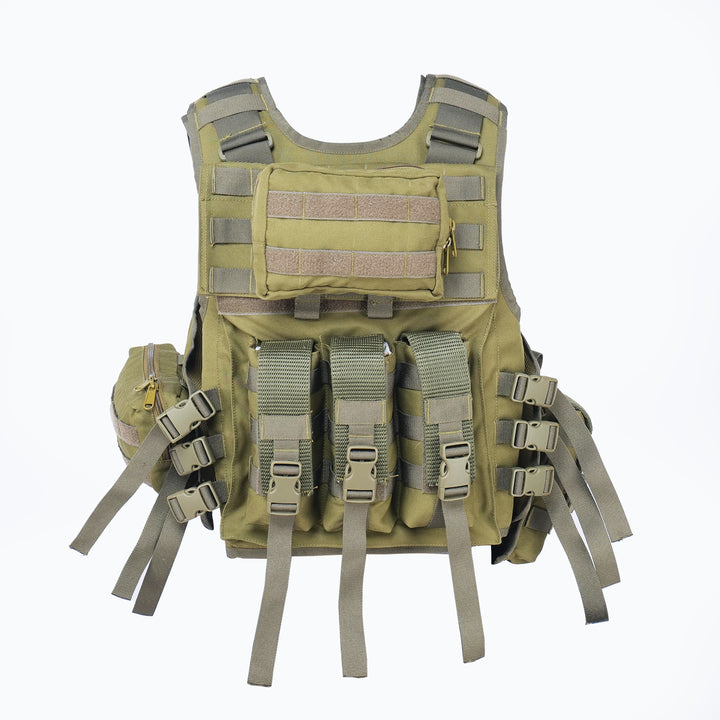 Military Tactical Combat Vest – Olive Green BPJ with Enhanced MOLLE System & Utility Storage