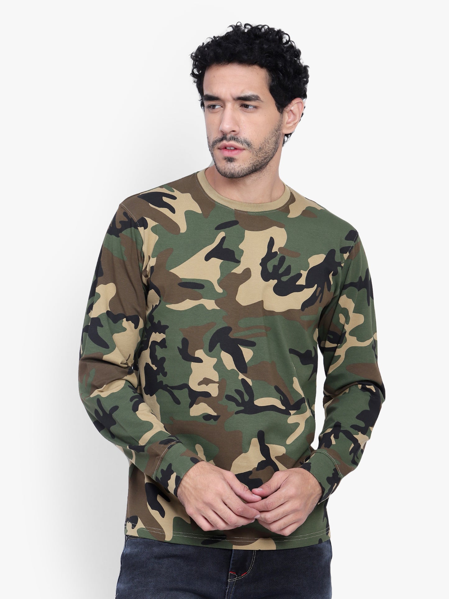 PRINTED FULL SLEEVES ROUND NECK T SHIRT (Color - Camo) ST-1030