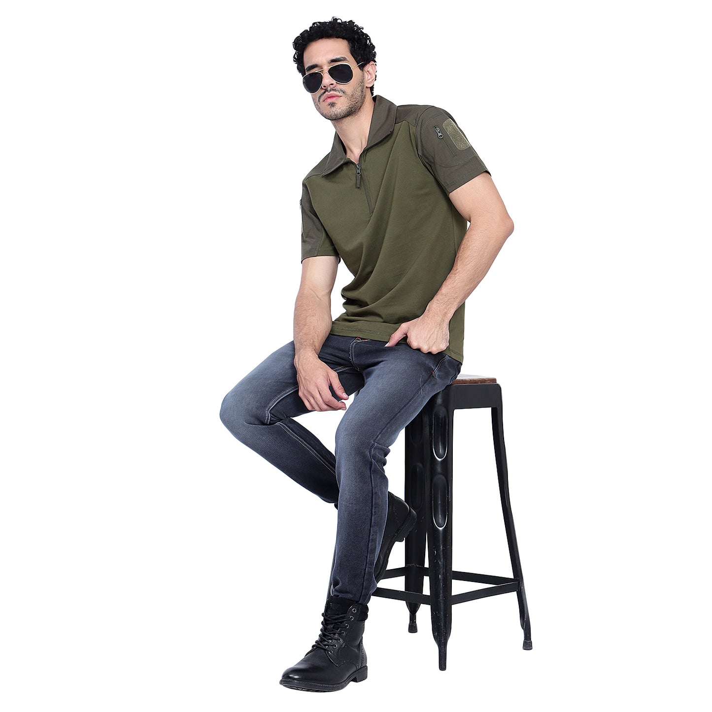 HALF SLEEVES TACTICAL T SHIRT (Color - Olive Green) ST-1019