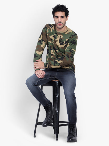 PRINTED FULL SLEEVES ROUND NECK T SHIRT (Color - Camo) ST-1030