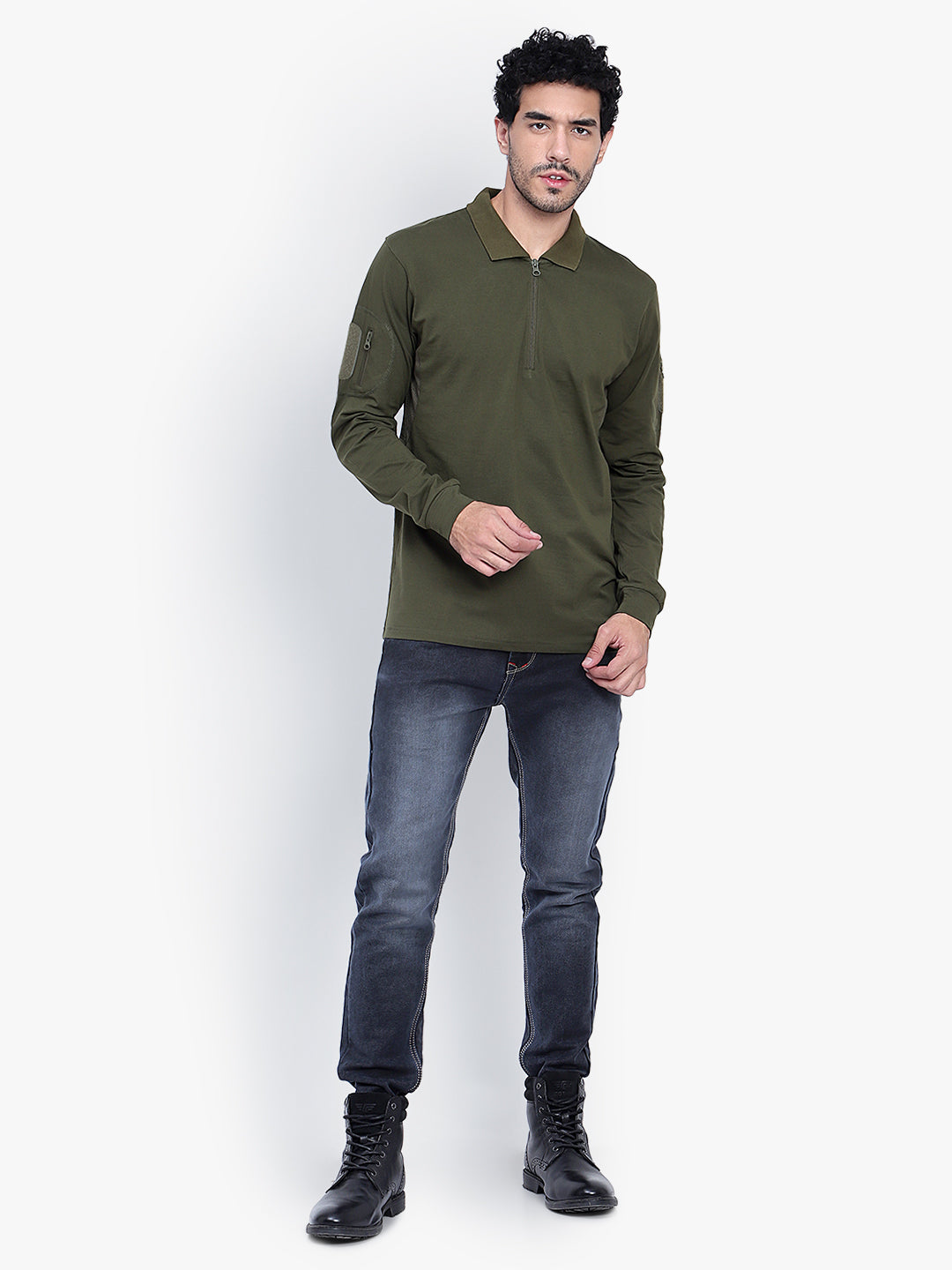FULL SLEEVES TACTICAL T SHIRT (Color - Olive Green) ST-1050