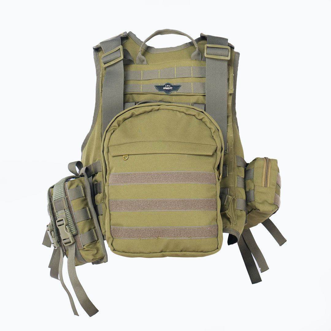 Military Tactical Combat Vest – Olive Green BPJ with Enhanced MOLLE System & Utility Storage