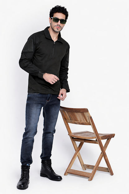 FULL SLEEVES TACTICAL T SHIRT (Color - Black) ST-1039A