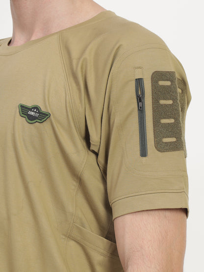 HALF SLEEVES KHAKI TACTICAL T SHIRT (Color - Khakhi) ST-1103