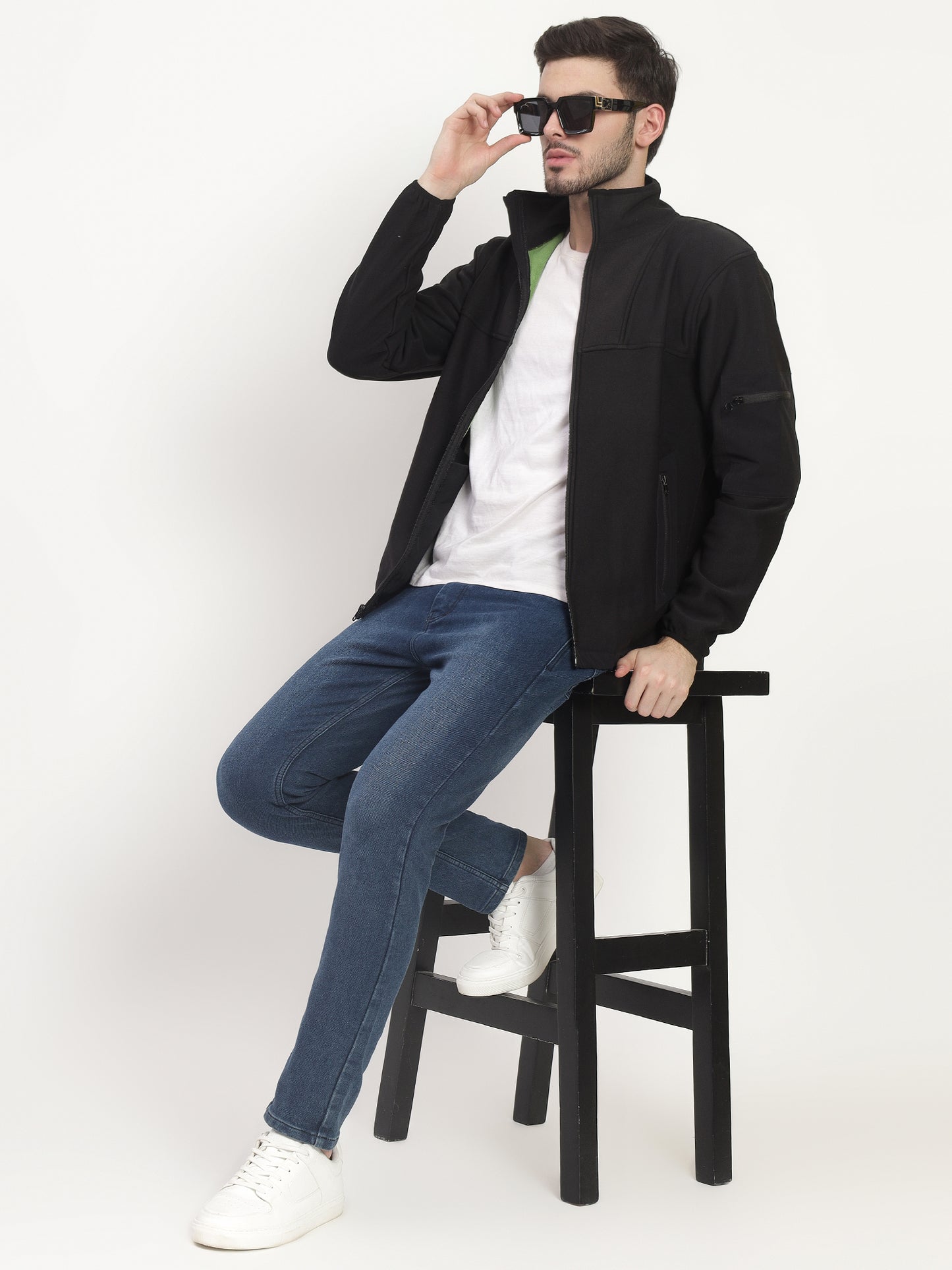 KOREAN FLEECE  WINTER JACKET (Color - Black) ST-7018