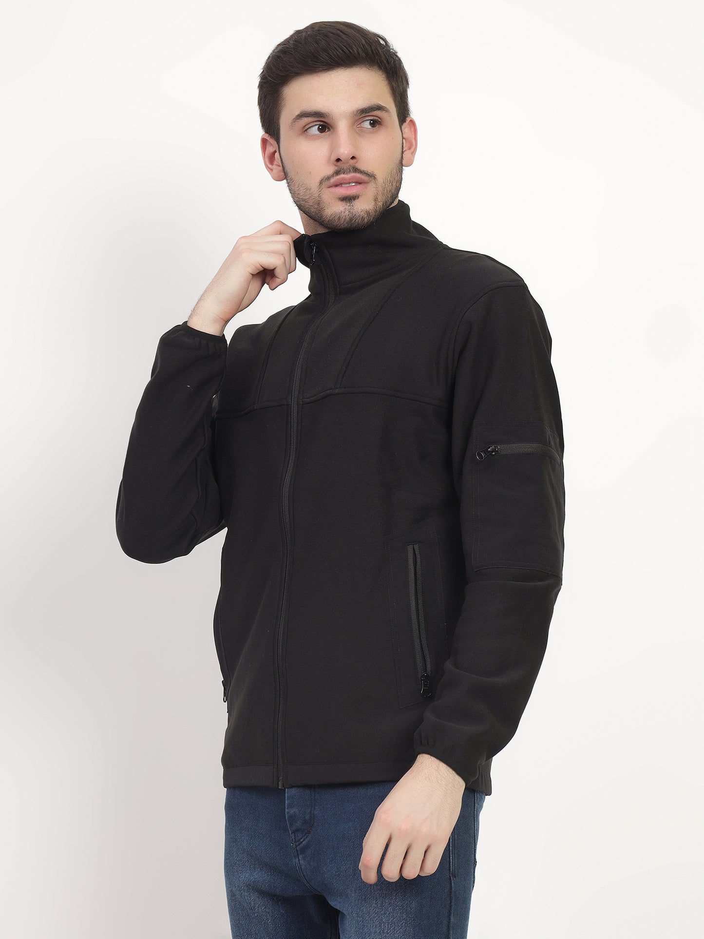 KOREAN FLEECE  WINTER JACKET (Color - Black) ST-7018