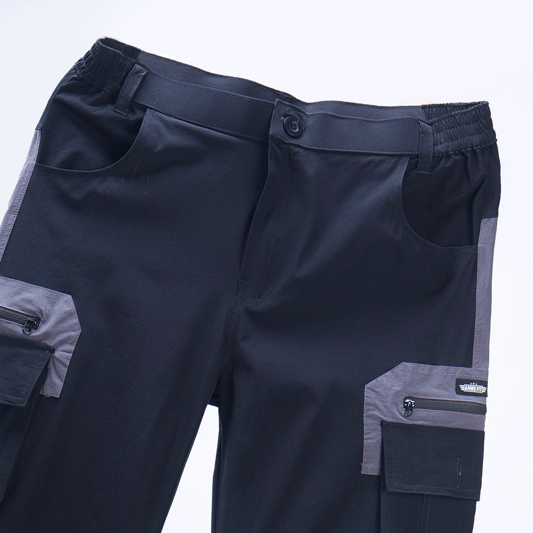 Convertible Utility Cargo Pants-BLACK&GREY
