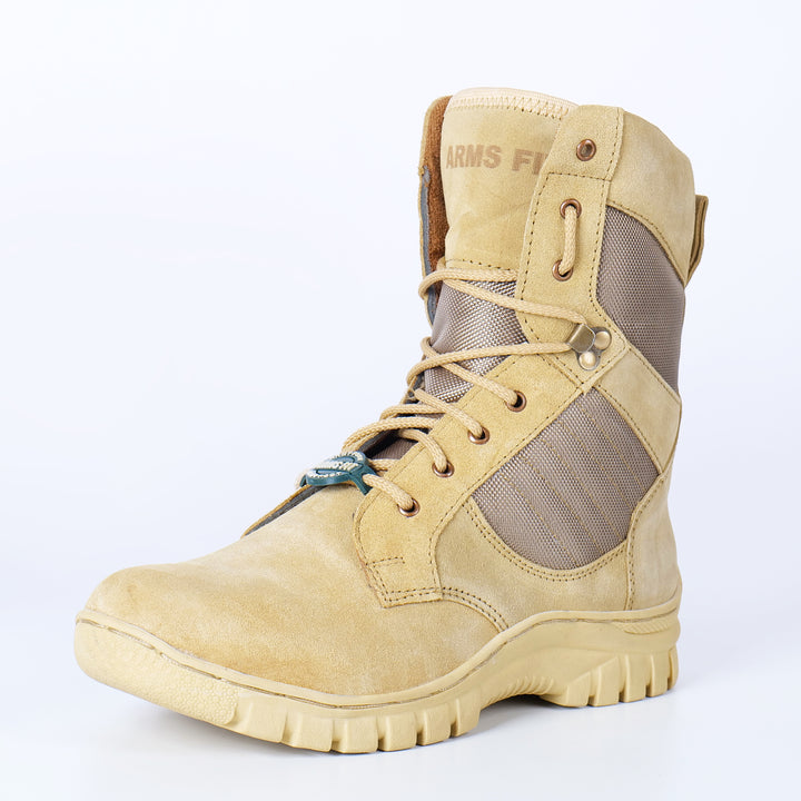 ARMSFIT Long Tactical Suede Leather Shoes with Chain – Rugged Style & Ultimate Comfort-BROWN