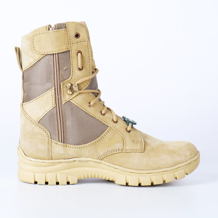 ARMSFIT Long Tactical Suede Leather Shoes with Chain – Rugged Style & Ultimate Comfort-BROWN