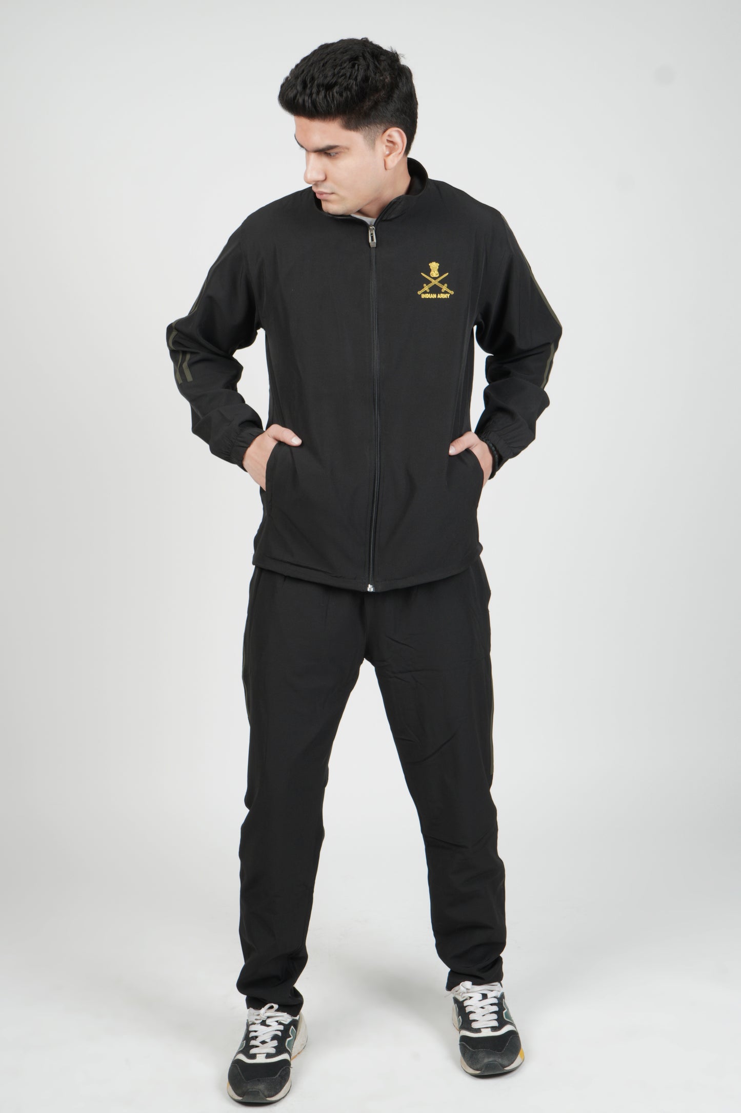 Indian Army Style Black Tracksuit (Color - Black) ST-4007
