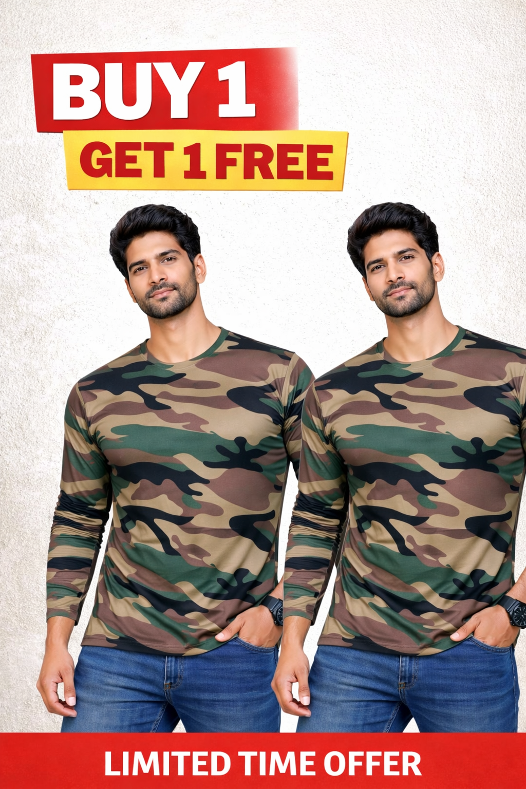 Buy 1 Get 1 Free Camouflage T-Shirt (Color - Camo) ST-1066