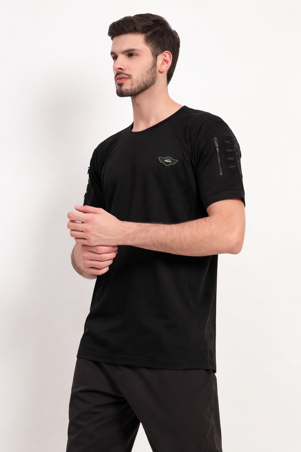 Tactical T-Shirt Half Sleeves Round Neck for Men (Color - Black) ST-1103