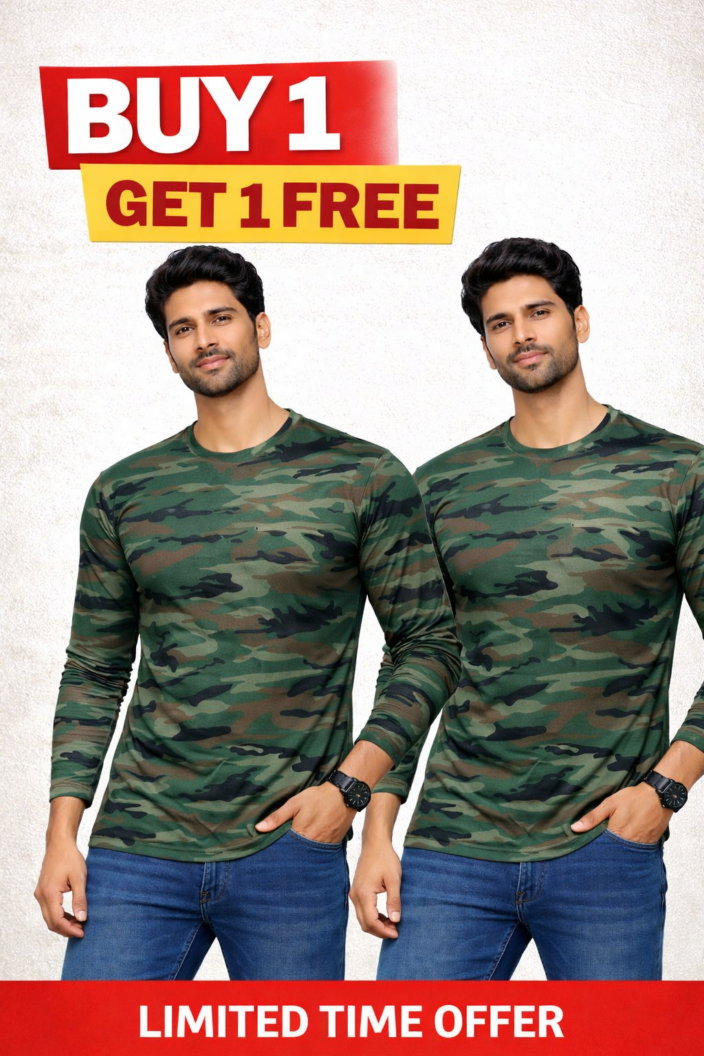 Buy 1 Get 1 Free Camouflage T-Shirt (Color - Yodha) ST-1066