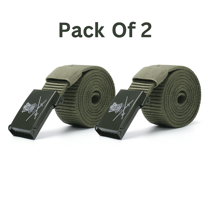 Army Tactical Belt – Pack of 2 | Heavy-Duty Combat Style with Metal Buckle