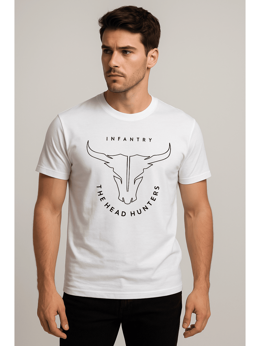 Cotton Lycra Graphic T-Shirt IND (Color - White) ST-1109