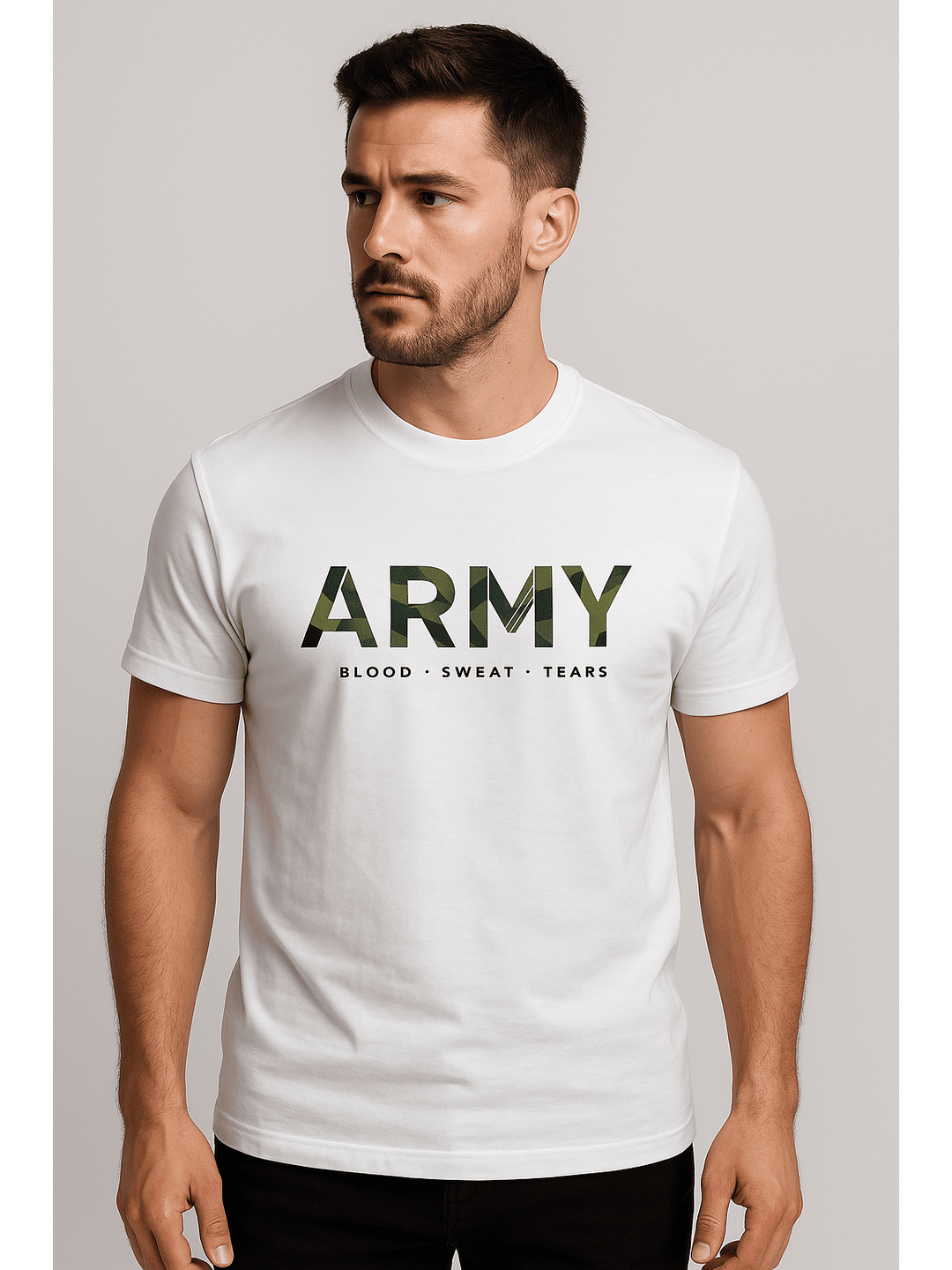 Cotton Lycra Graphic T-Shirt IND (Color - White) ST-1109