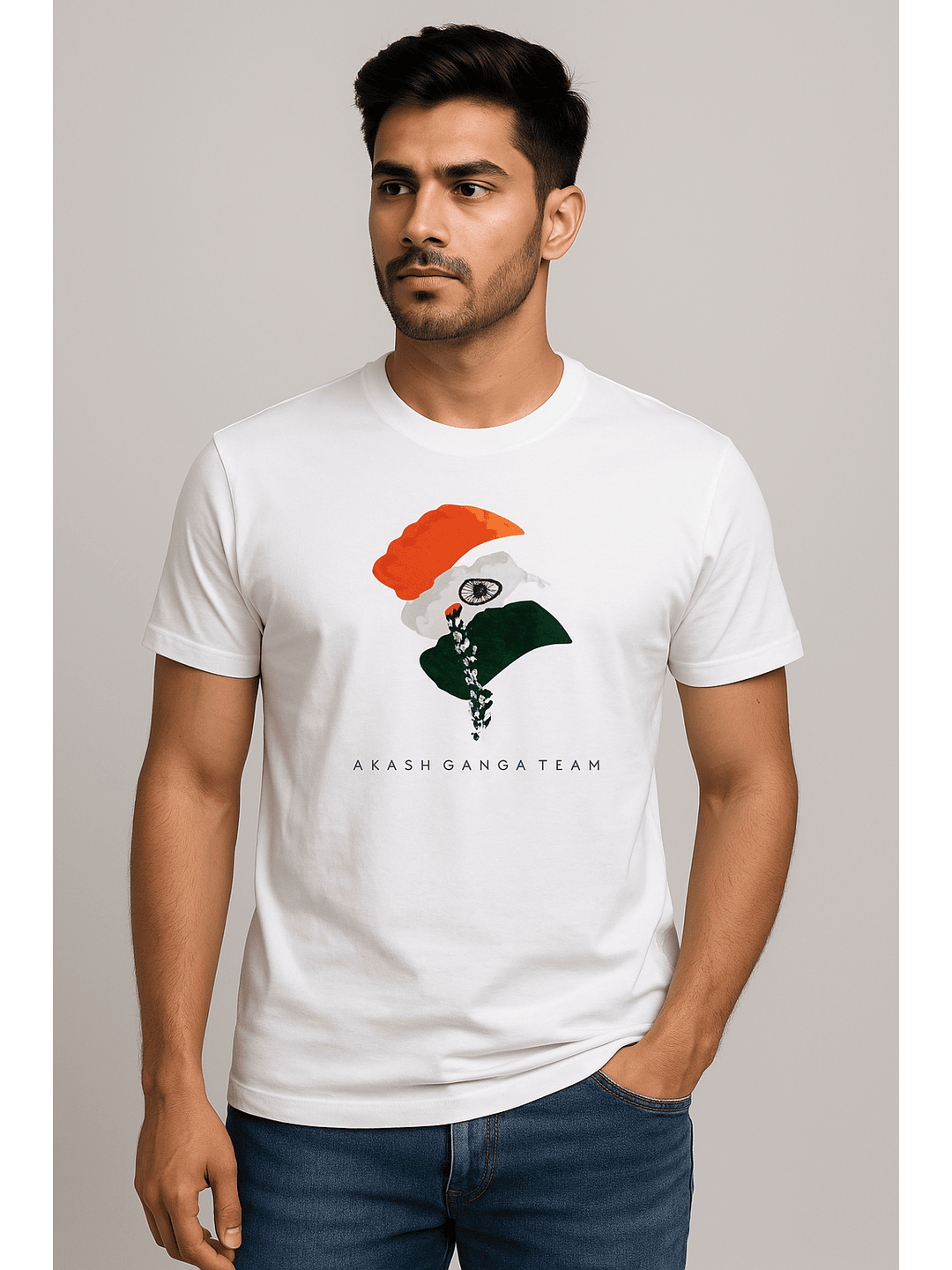 Cotton Lycra Graphic T-Shirt IND (Color - White) ST-1109