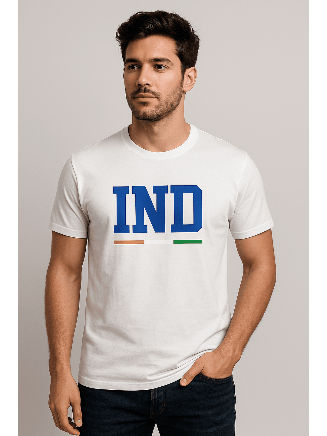 Cotton Lycra Graphic T-Shirt IND (Color - White) ST-1109