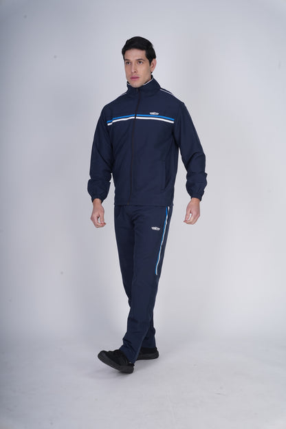 Armsfit Men's Track Suit Set - Full-Zipper Jacket & Track Pants (Color - Blue & White) ST-4004