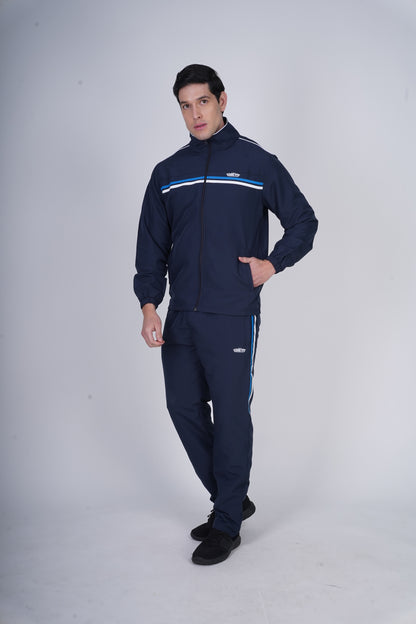 Armsfit Men's Track Suit Set - Full-Zipper Jacket & Track Pants (Color - Blue & White) ST-4004