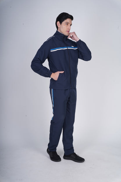 Armsfit Men's Track Suit Set - Full-Zipper Jacket & Track Pants (Color - Blue & White) ST-4004