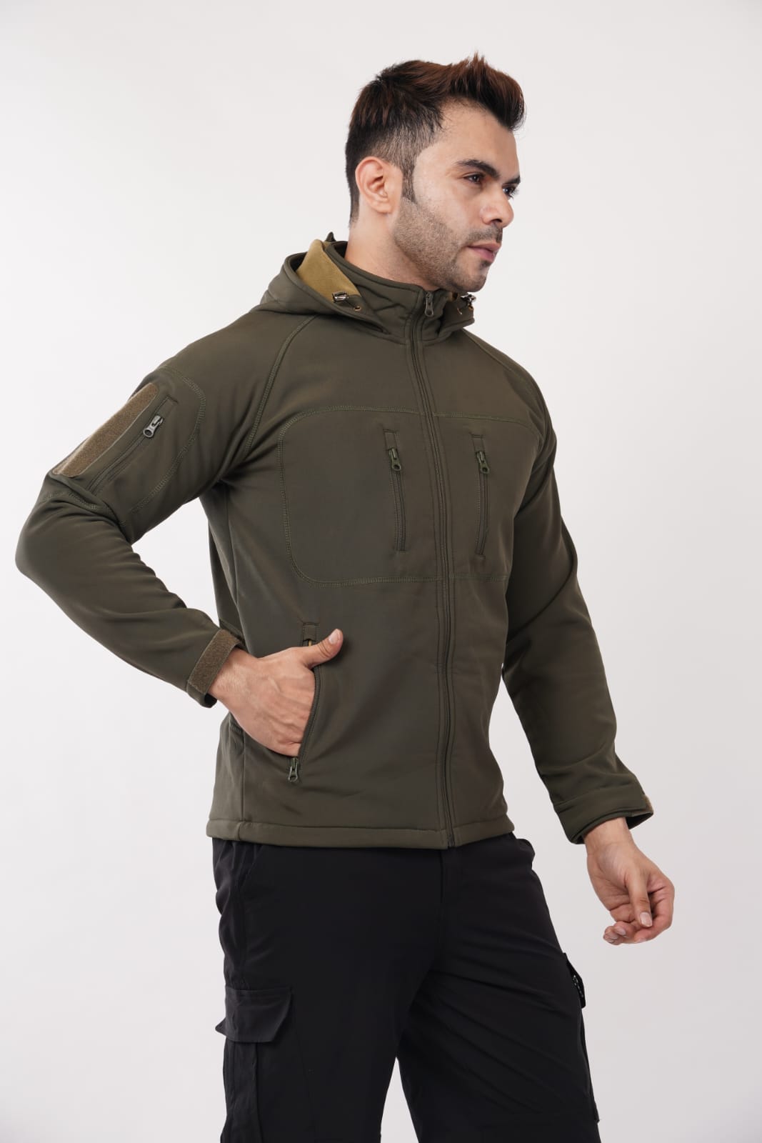 ARMSFIT SOFTSHEEL FLAT LOCK JACKET KHAKI