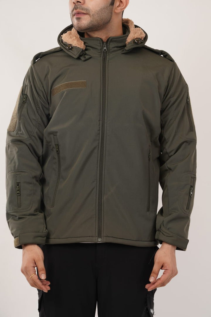 Armsfit Tactical Fleece-Lined Winter Jacket – Military Softshell Hooded Jacket (-10°C Protection)