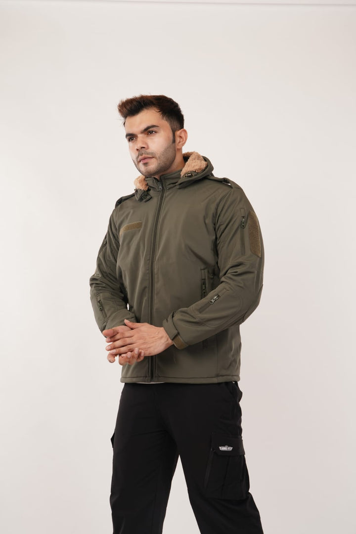 Armsfit Tactical Fleece-Lined Winter Jacket – Military Softshell Hooded Jacket (-10°C Protection)