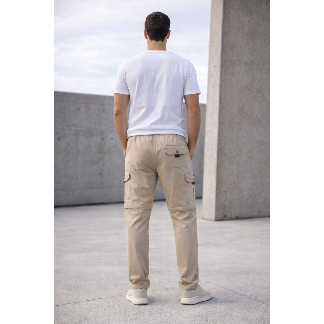 Convertible Cargo Utility Pants – Detachable Zip-Off Design (Beige)