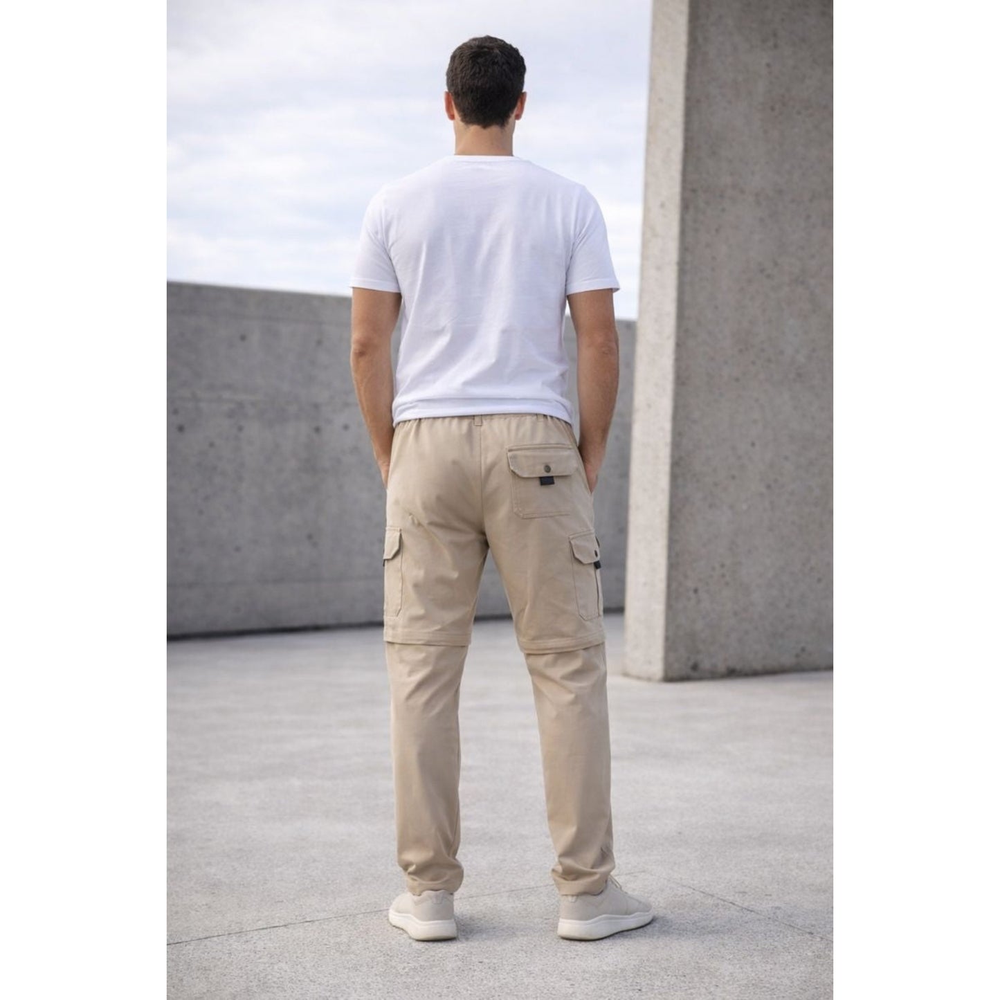 Convertible Cargo Utility Pants – Detachable Zip-Off Design (Beige) ST-3021