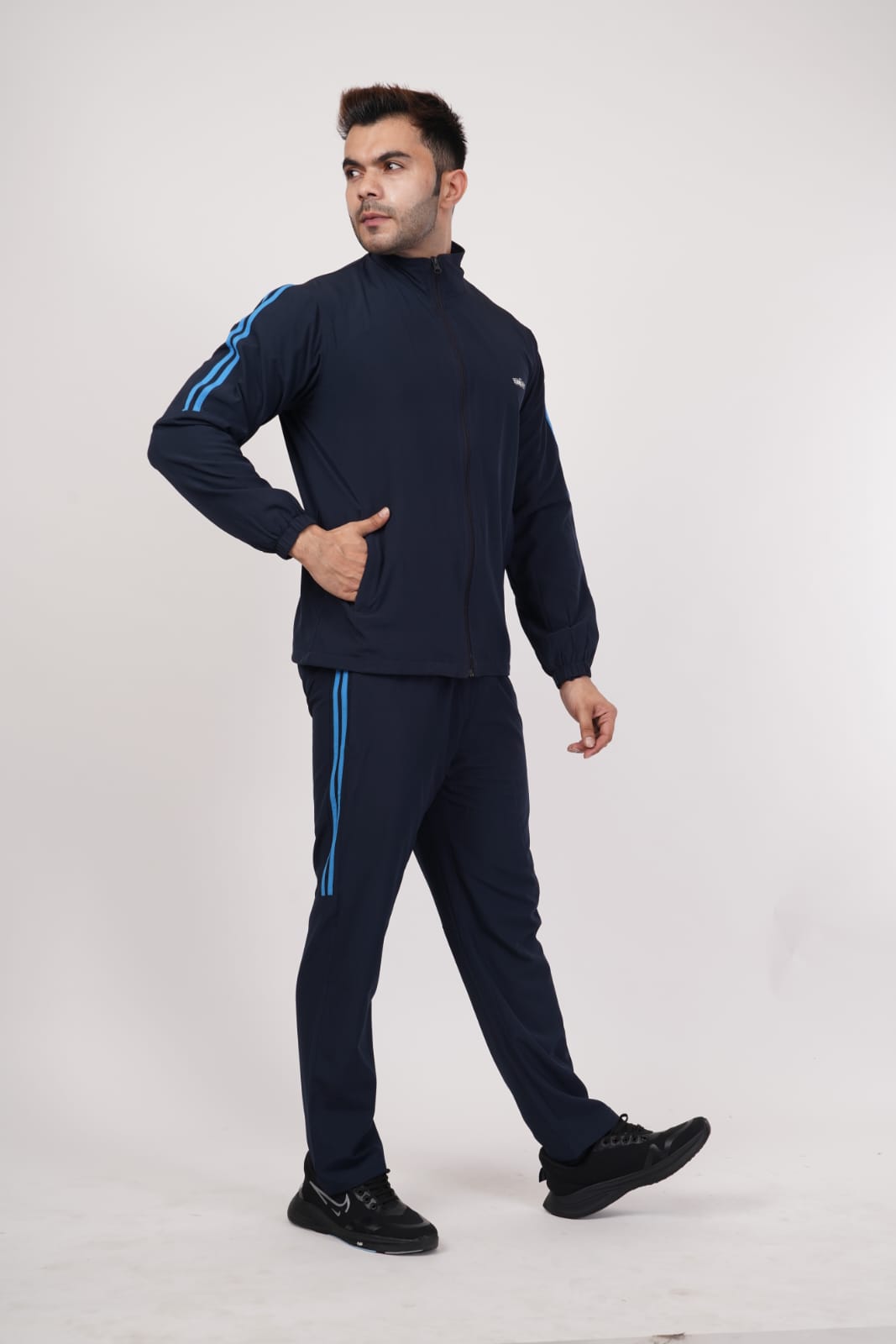 TRACSUIT(BAGIRA)NAVY BLUE WITH 2CYAN BONE (Navy Blue) ST-4002A