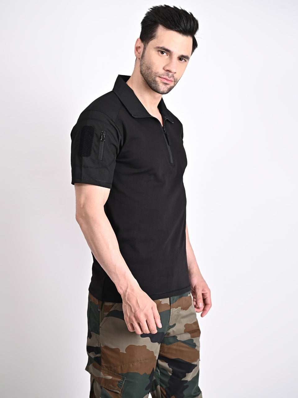 HALF SLEEVES TACTICAL T SHIRT (Color - Black) ST-1019A