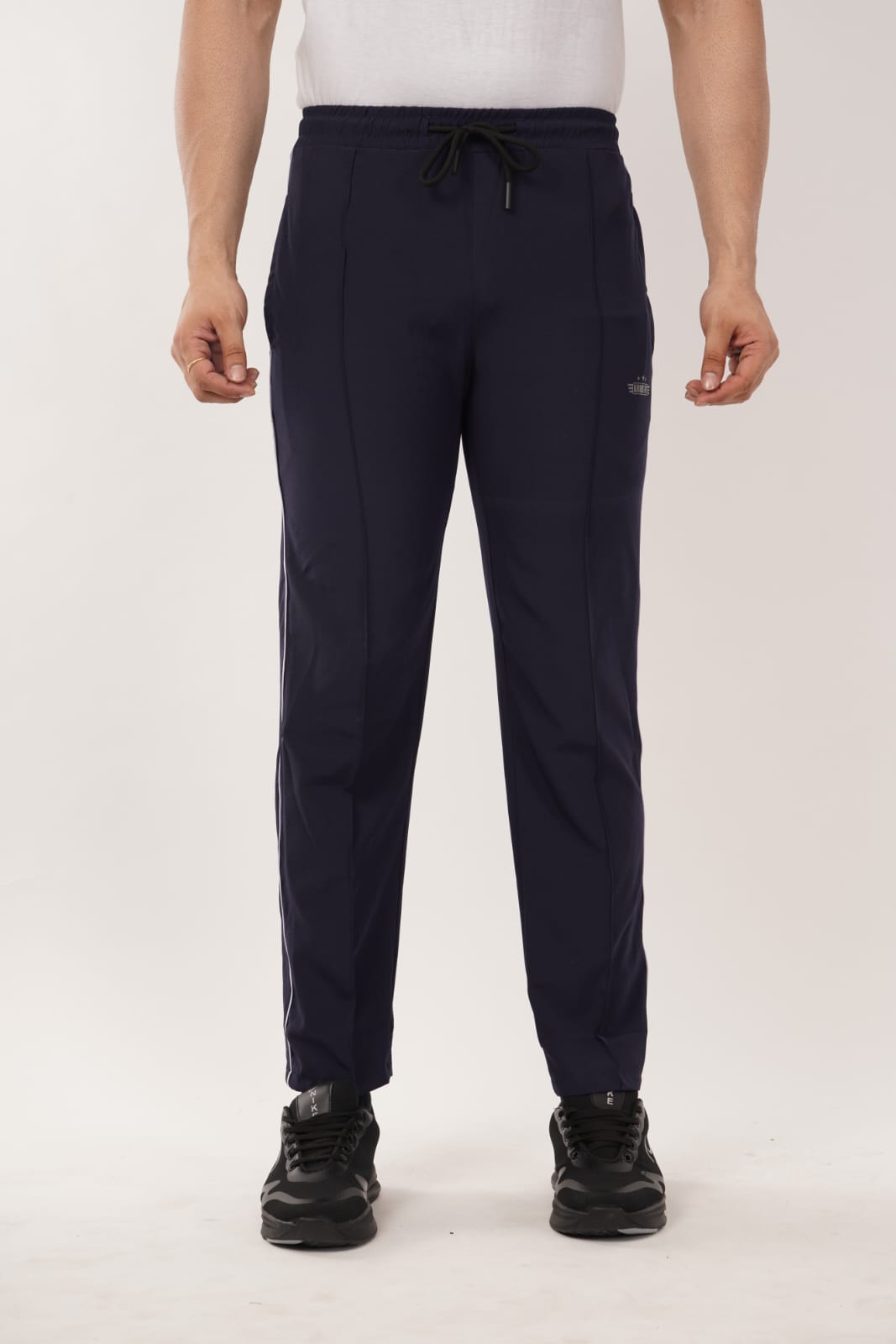 Men’s Activewear Track Pants – Navy Blue & White | Comfort Fit
