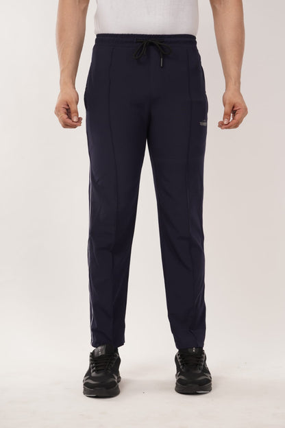 Men’s Activewear Track Pants – Navy Blue & White | Comfort Fit