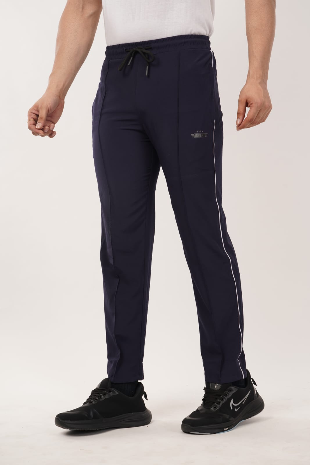 Men’s Activewear Track Pants – Navy Blue & White | Comfort Fit