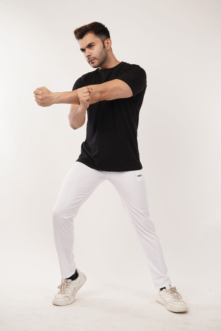 Men’s Activewear Track Pants – Navy Blue & White | Comfort Fit